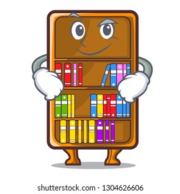 Smirking cartoon bookcase in the shape wood