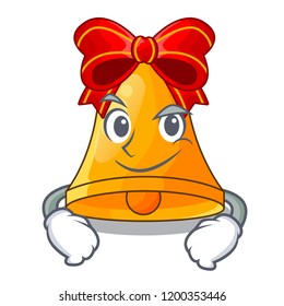 Smirking cartoon christmas bells with red bow