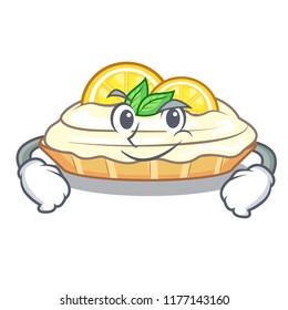 Smirking cartoon lemon cake with lemon slice