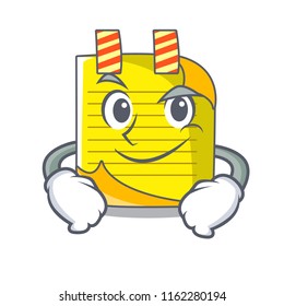 Smirking cartoon note paper with conceptual idea