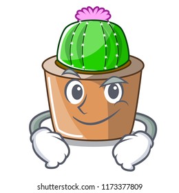 Smirking cartoon star cactus plants at cactus farm
