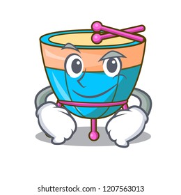 Smirking cartoon timpani in the orchestra group