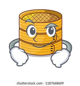 Smirking cartoon traditional bamboo for steamed food