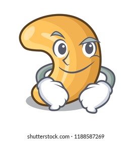 Smirking cashew nut salty roasted on cartoon