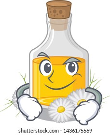 Smirking chamomile oil in the cartoon shape