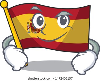 Smirking character spain flag is stored cartoon drawer