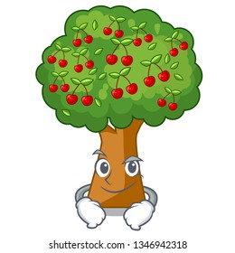 Smirking cherry tree isolated in the mascot
