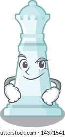 Smirking chess queen on the mascot chessboard