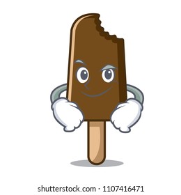Smirking chocolate ice cream character cartoon