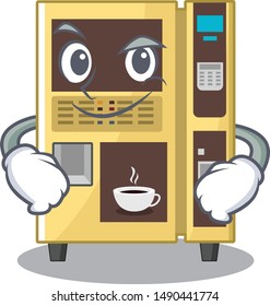 Smirking coffee vending machine with cartoon shape