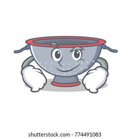 Smirking colander utensil character cartoon