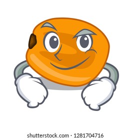 Smirking corn nuts are on mascot plate