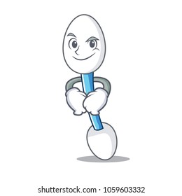 Smirking cotton swab character cartoon