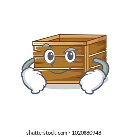 Smirking crate character cartoon style