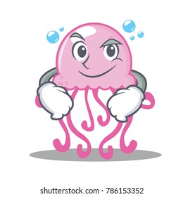 Smirking cute jellyfish character cartoon