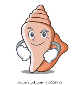 Smirking cute shell character cartoon