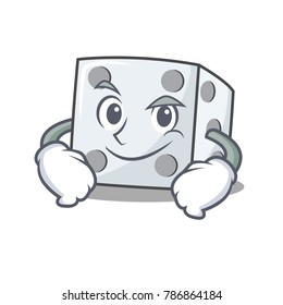 Smirking dice character cartoon style
