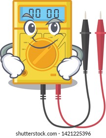 Smirking digital multimeter isolated with the character