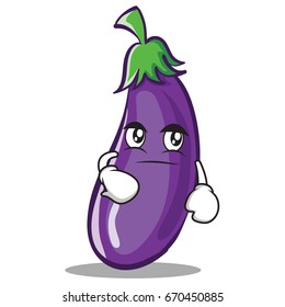 Smirking eggplant character cartoon style vector illustration