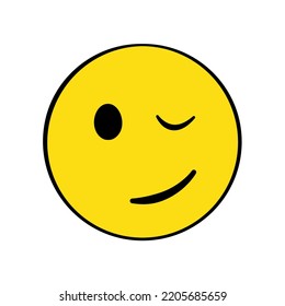 Smirking emoji. Isolated on white background. Vector illustration