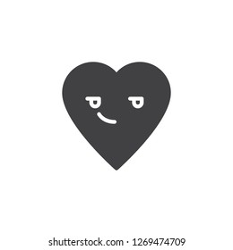 Smirking Face emoticon vector icon. filled flat sign for mobile concept and web design. Smirking heart face character emoji solid icon. Symbol, logo illustration. Pixel perfect vector graphics