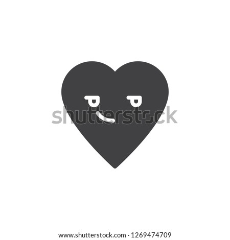 Smirking Face emoticon vector icon. filled flat sign for mobile concept and web design. Smirking heart face character emoji solid icon. Symbol, logo illustration. Pixel perfect vector graphics