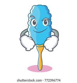 Smirking feather duster character cartoon