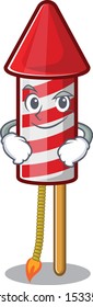 Smirking fireworks rocket placed in mascot box