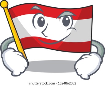 Smirking flag austria flying at cartoon pole