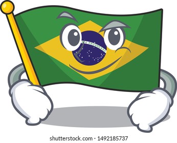 Smirking flag brazil isolated with the cartoon