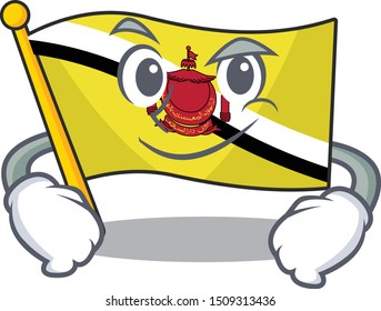 Smirking flag brunei darussalam mascot shaped cartoon