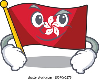 Smirking flag hongkong clings to mascot wall
