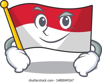 Smirking flag indonesia hoisted on cartoon poles