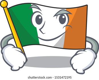 Smirking flag ireland hoisted above cartoon pole