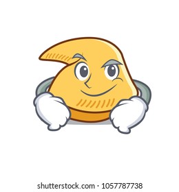 Smirking fortune cookie character cartoon