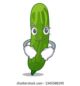 Smirking fresh cucumber slices on cartoon plate