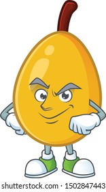 Smirking fresh loquat cute cartoon character style.