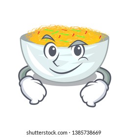 Smirking fried noodles isolated with the character