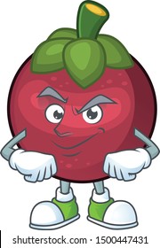 Smirking fruit mangosteen cartoon character for health