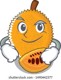 Smirking gac fruit with the character shape