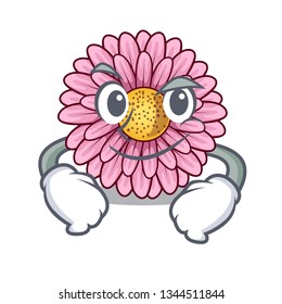 Smirking gerbera flower sticks the mascot stem