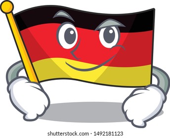 Smirking germany flag flutter on cartoon pole