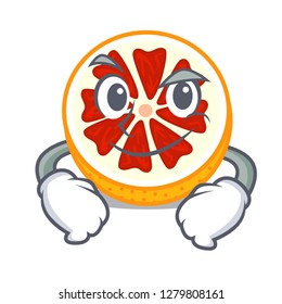 Smirking grapefruit slices on a cartoon plate