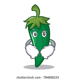 Smirking green chili character cartoon