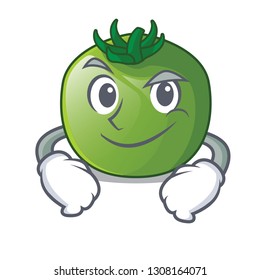 Smirking green tomato with the isolated cartoons