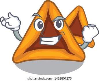 Smirking hamantaschen cookies with the cartoon shape