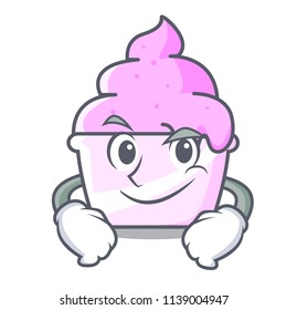 Smirking ice cream paper cup character cartoon