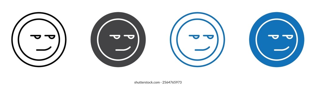 Smirking icon flat editable icon mark set.