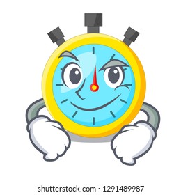 Smirking isolated stopwatch with in the character
