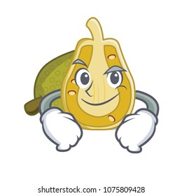 Smirking jackfruit character cartoon style